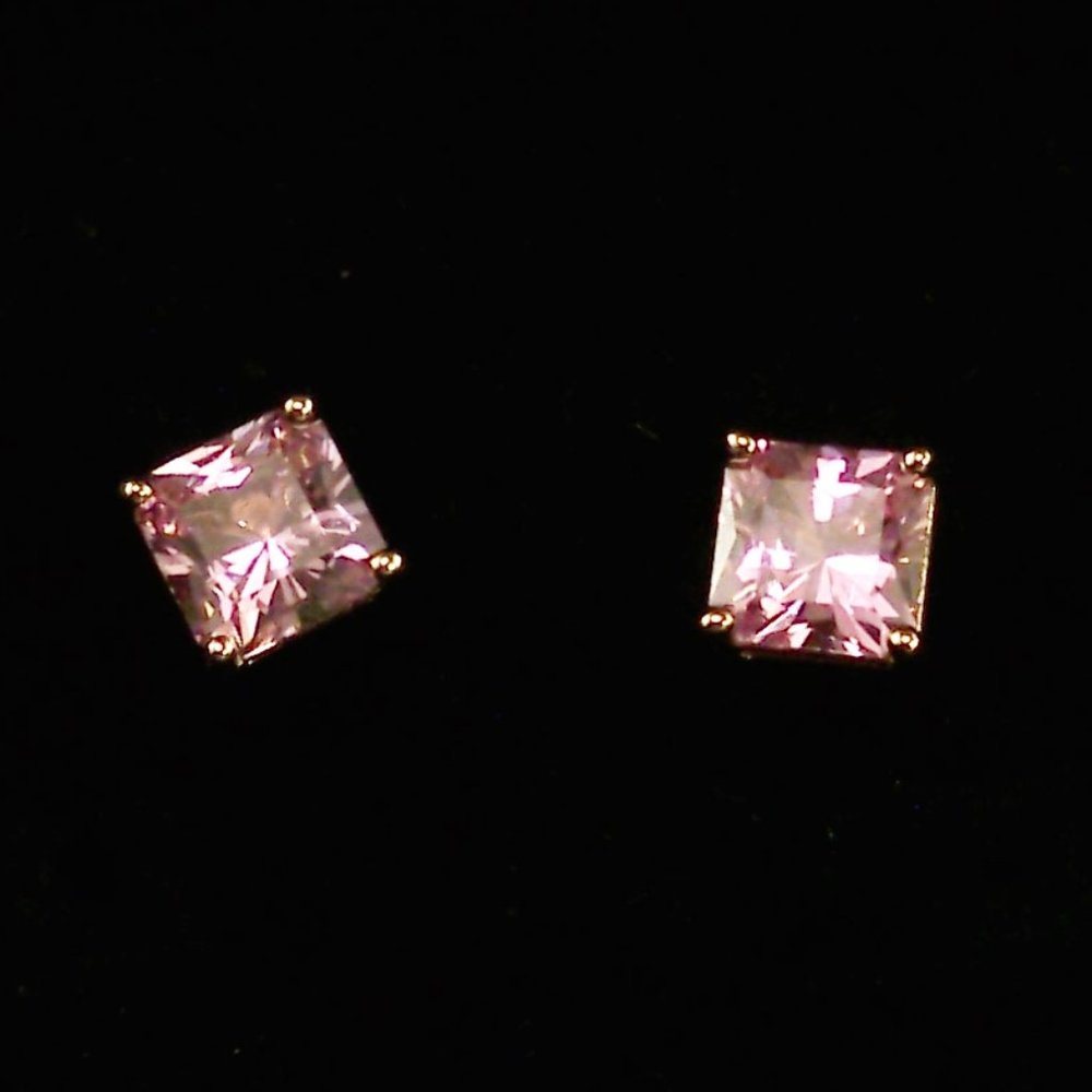 NEW Pink Cubic Zirconia RoseGold Designer Stud Earrings